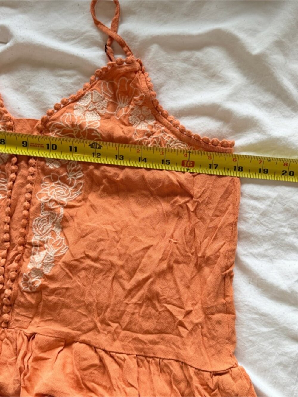 Orange Floral Embroidered Spaghetti Strap Cami - Picture 4 of 4